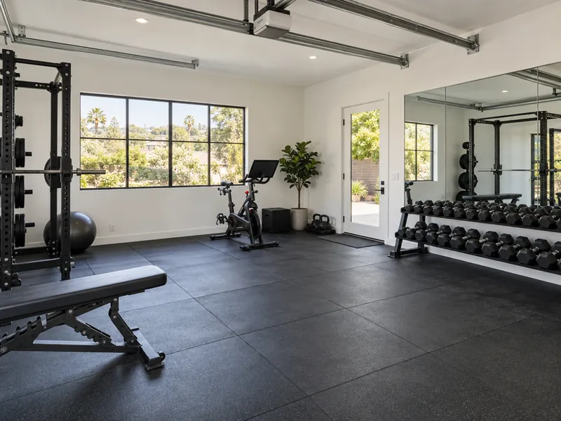 Garage converted into a home gym